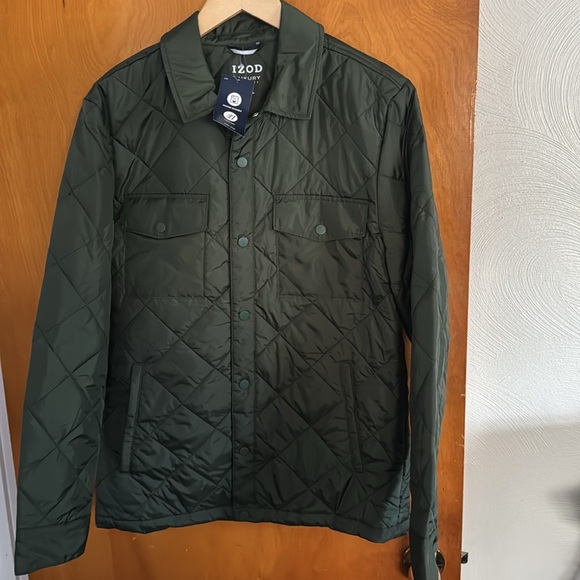 Izod Puffer Jacket Mens Small Green Lightweight